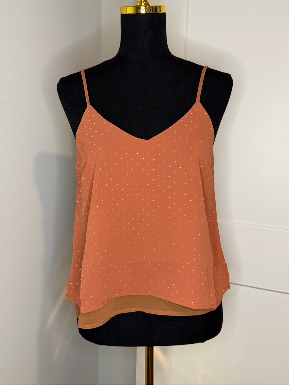 NWT (S) Hem & Thread Rust Sparkle Polka Dot Spaghetti Strap Tank Top